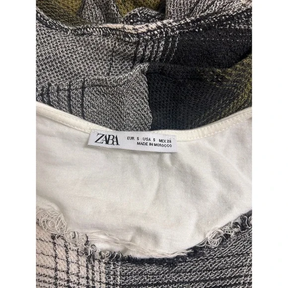 ZARA Plaid Patchwork Raw Hem Midi Dress Women Size S - Picture 7 of 7